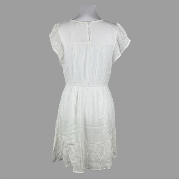 Mine White Smocked Embroidered Boho Cottagecore Dress Size Large - Picture 2 of 5